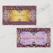 紫のヒョウ印刷/DIY背景色 名刺 (正面/裏面)