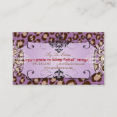 紫のヒョウ印刷/DIY背景色 名刺 (裏面)