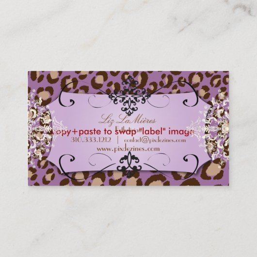紫のヒョウ印刷/DIY背景色 名刺 (裏面)