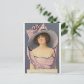 紫のビクトリアンドレスのはがき女性 ポストカード (スタンド正面)