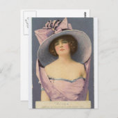 紫のビクトリアンドレスのはがき女性 ポストカード (正面/裏面)