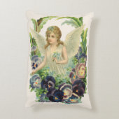 紫のビクトリアンパンジーの花とイースターエンジェル アクセントクッション (裏面(縦))