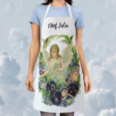 紫のビクトリアンパンジーの花とイースターエンジェル エプロン