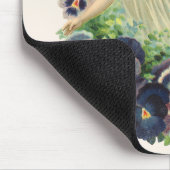 紫のビクトリアンパンジーの花とイースターエンジェル マウスパッド (コーナー)