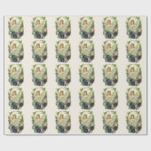 紫のビクトリアンパンジーの花とイースターエンジェル ラッピングペーパー (フラット)