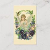 紫のビクトリアンパンジーの花とイースターエンジェル 名刺 (裏面)