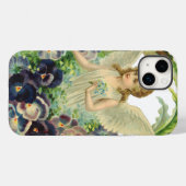 紫のビクトリアンパンジーの花とイースターエンジェル Case-Mate iPhoneケース (裏面 (横))