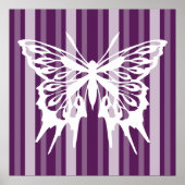 紫のビクトリアンレディストライプーと蝶 ポスター (正面)