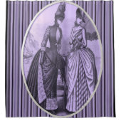 紫のビクトリアン黒のストライプ女性のショーカーテン シャワーカーテン (正面)