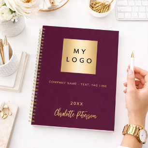 紫のビジネスのロゴモノグラエレガントム ノートブック