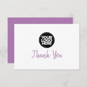 紫のビジネスロゴとメッセージサンキューカード 招待状 (正面/裏面)