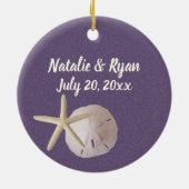 紫のビーチヒトデ写真 セラミックオーナメント (裏面)