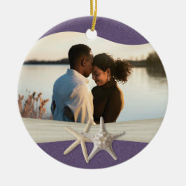 紫のビーチヒトデ写真 セラミックオーナメント