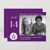 紫のビーチ結婚式フォトテーブル番号カード ポストカード (正面/裏面)