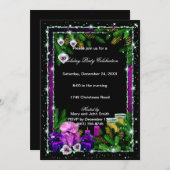 紫のピネコ食べンが楽しいクリスマスを飲む 招待状 (正面/裏面)