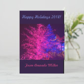 紫のピンクと青のクリスマスツリー シーズンカード (スタンド正面)