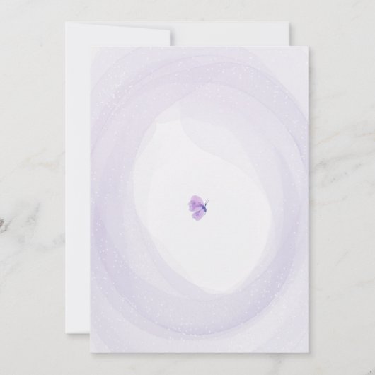 紫のピンクに羽ばたいた蝶の誕生日 招待状 (裏面)