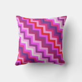 紫のピンクのジグザグのシボパターン(の模様が)ある枕 クッション (裏面)