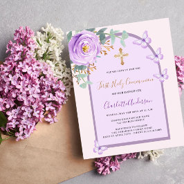 紫のピンクのバラの蝶アーチ第一聖餐式