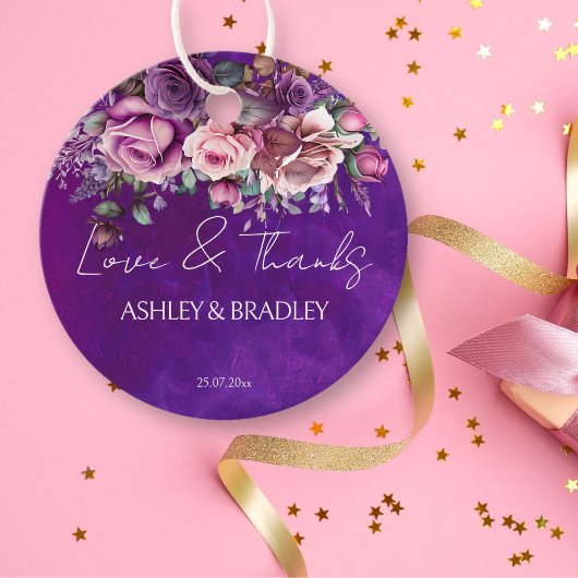 紫のピンクのヴィンテージバラエレガントなウェディングヨ フェイバータグ