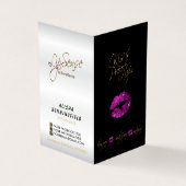 紫のピンクの唇と黒の指示 – サテン 名刺 (外部)