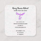 *~*紫のピンクの羽が黒に浮かび上がるフェニックス スクエア名刺 (裏面)