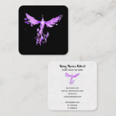 *~*紫のピンクの羽が黒に浮かび上がるフェニックス スクエア名刺 (正面/裏面)