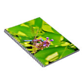 紫のピンクの花に虹色のトンボ ノートブック (右側)