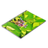 紫のピンクの花に虹色のトンボ ノートブック (左側)