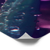 紫のピンクの葉の露のマクロ抽象芸術 ポスター (角)