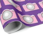 紫のピンクカメラ ラッピングペーパー (ロールコーナー)