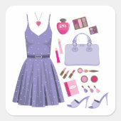 紫のファッションセット スクエアシール (正面)