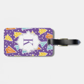 紫のファンキークリスマスツリーのパターン、モノグラム ラゲッジタグ (裏面横)