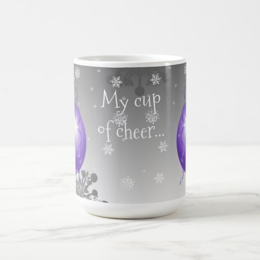 紫のファンシークリスマスオーナメントコーヒーマグ コーヒーマグカップ (中央)