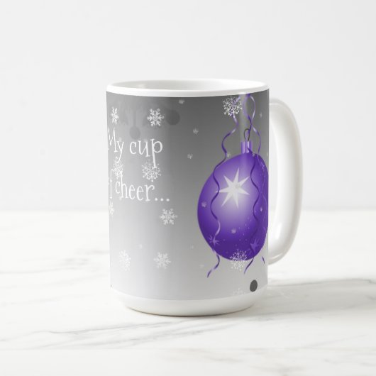 紫のファンシークリスマスオーナメントコーヒーマグ コーヒーマグカップ (正面右)