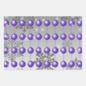 紫のファンシークリスマス飾り包装紙 ラッピングペーパーシート (正面2)