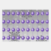 紫のファンシークリスマス飾り包装紙 ラッピングペーパーシート (正面)