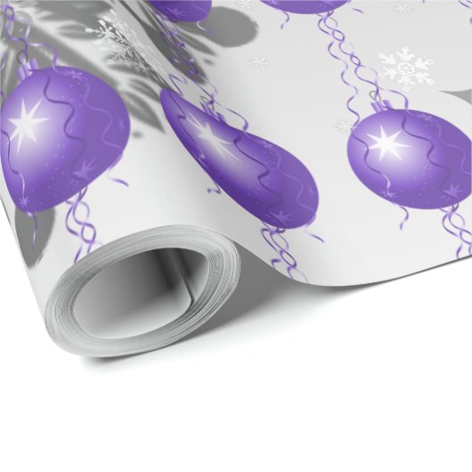 紫のファンシークリスマス飾り包装紙 ラッピングペーパー (ロールコーナー)