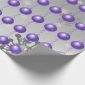 紫のファンシークリスマス飾り包装紙 ラッピングペーパー (角)