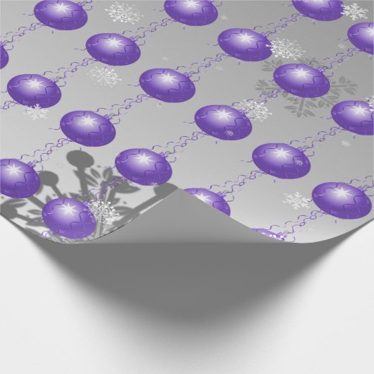 紫のファンシークリスマス飾り包装紙 ラッピングペーパー (角)