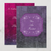 紫のファンシー結婚式招待状 招待状 (正面/裏面)