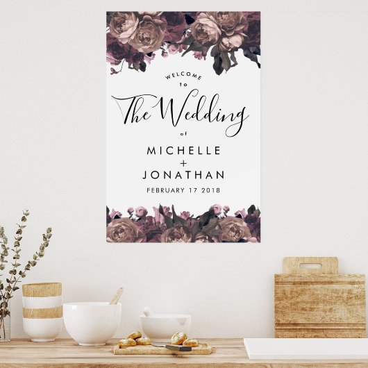 紫のファンタジー結婚の歓迎ポスターのサイン ポスター (キッチン)
