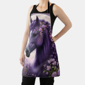 紫のファンタジー馬の月の花 エプロン (インサイチュ)