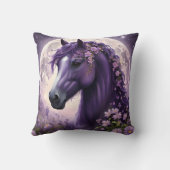 紫のファンタジー馬の月の花 クッション (裏面)