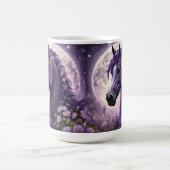 紫のファンタジー馬の月の花 コーヒーマグカップ (中央)