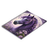 紫のファンタジー馬の月の花 ノートブック (左側)