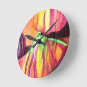 紫のフィギュアオリジナルアートウォーター絵画カラードリップ ラウンド壁時計 (傾斜)