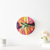 紫のフィギュアオリジナルアートウォーター絵画カラードリップ ラウンド壁時計 (ホーム)