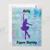 紫のフィギュアスケーターが凍った氷の上 ポストカード (正面/裏面)