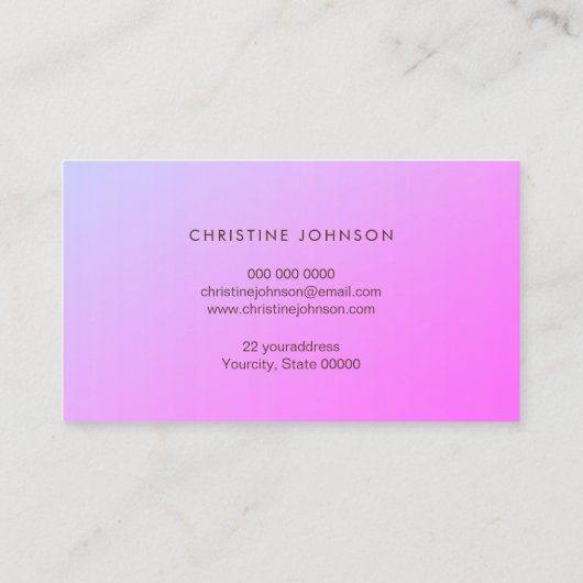 紫のフェイクグラデーションの金ゴールドフォイル蝶 名刺 (裏面)